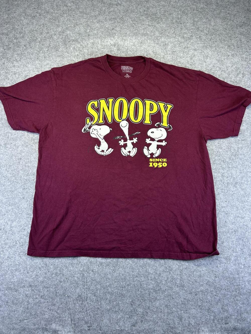 Peanuts Hybrid California Mens Sz XL Maroon Snoopy T-Shirt Since 1950